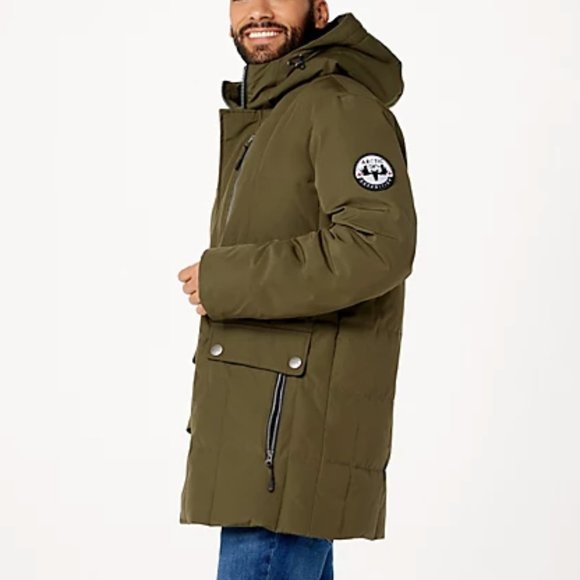 Arctic Expedition Other - Arctic Expedition Green Quilted Down Hooded Coat